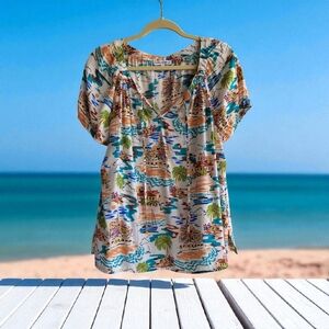 Sara Michelle Multicolor Printed Blouse Size Large